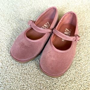 Zara Mary Jane Pink Velvet shoes
